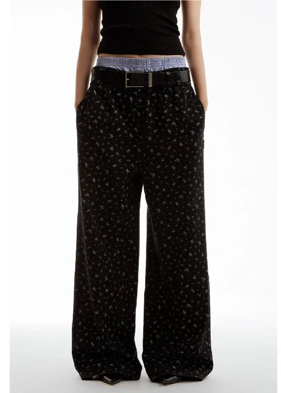 Patterned Print Straight Pants