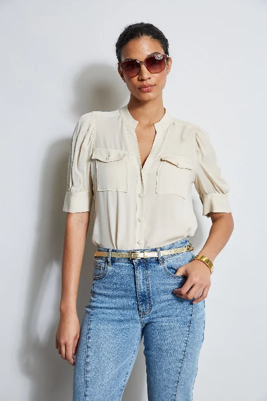 Short Sleeve Silk Utility Shirt