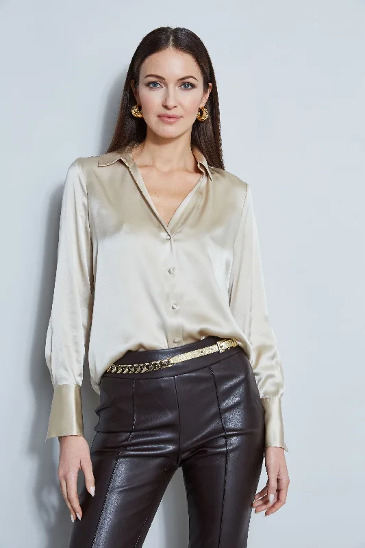 Silk Satin Button Down Shirt