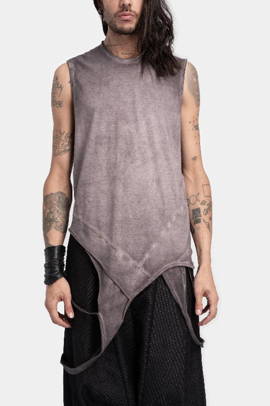 Sleeveless straps T-Shirt, Ash purple