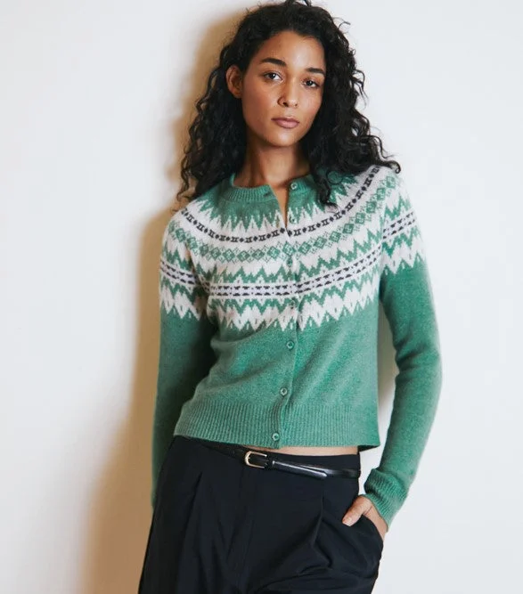 Autumn Cashmere Crew Neck Fairisle Sweater - Foliage