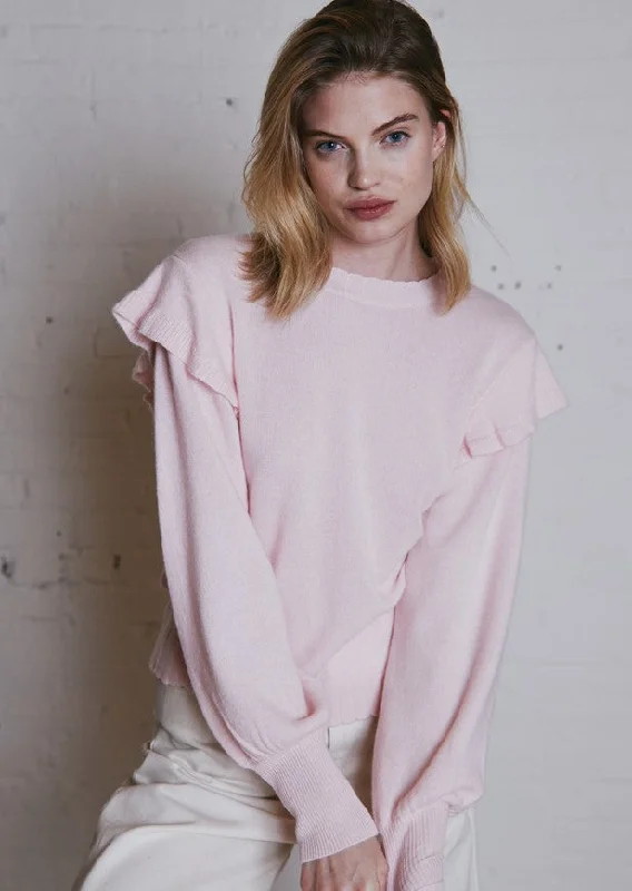 Autumn Cashmere Flutter Puff Sleeve Sweater - Rosebud