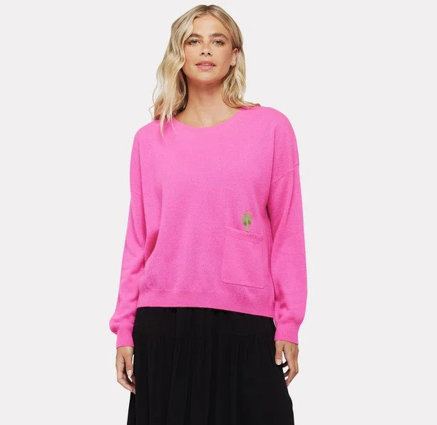 Brodie Cashmere Casey Cactus Crew - Barbie Pink