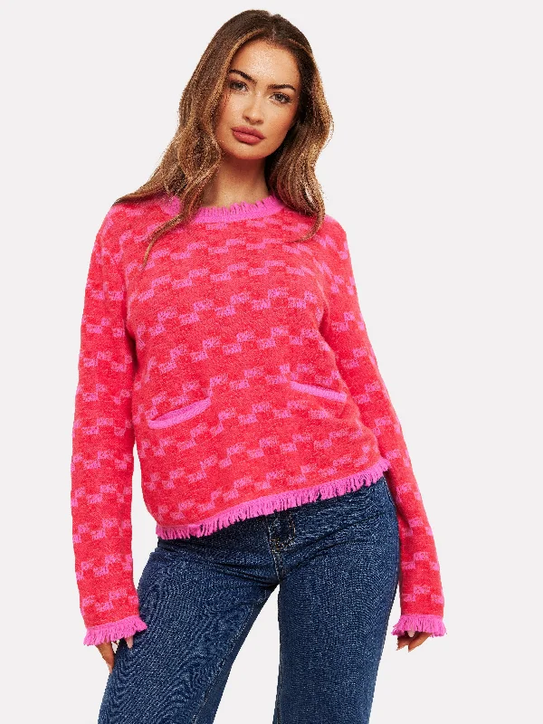 Brodie Gabriella Stitch Cashmere Sweater - Diva Pink/Lipstick