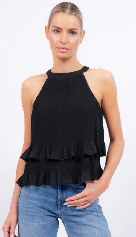 Central Park West Jane Halter Top - Black