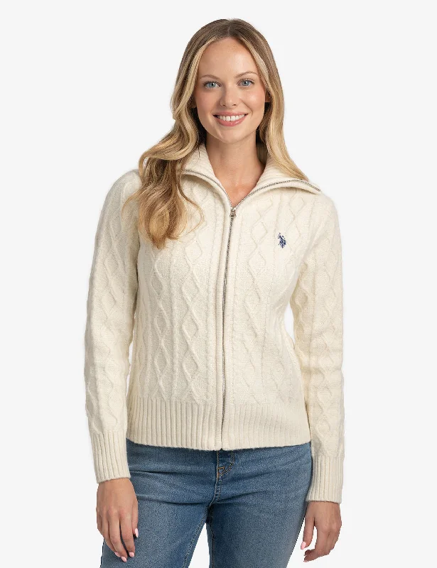 FULL ZIP CABLE SWEATER