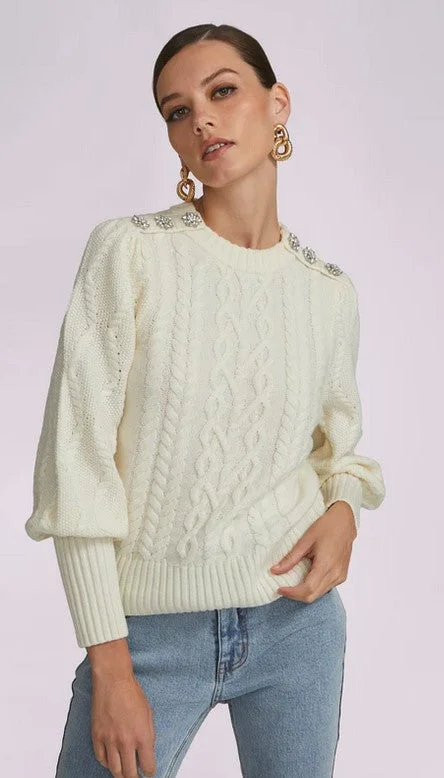 Generation Love Rylan Cable Button Sweater - Cream