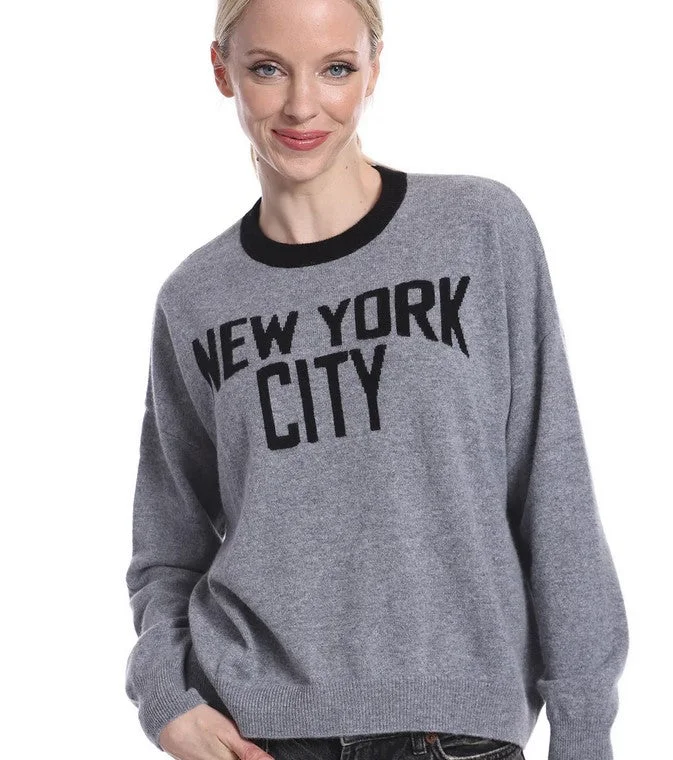 Minnie Rose Cashmere New York City Sweater - Grey/Black