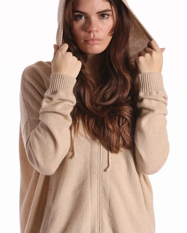 Minnie Rose Cotton Cashmere Oversized Zip Hoodie - Brown Sugar