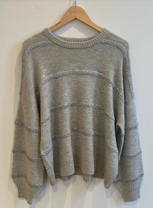 Splendid Rae Sequin Sweater - Heather Grey