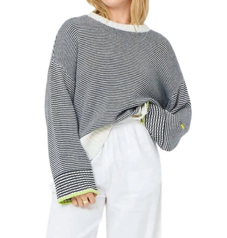 Summer Stripe Sweater In White,indigo