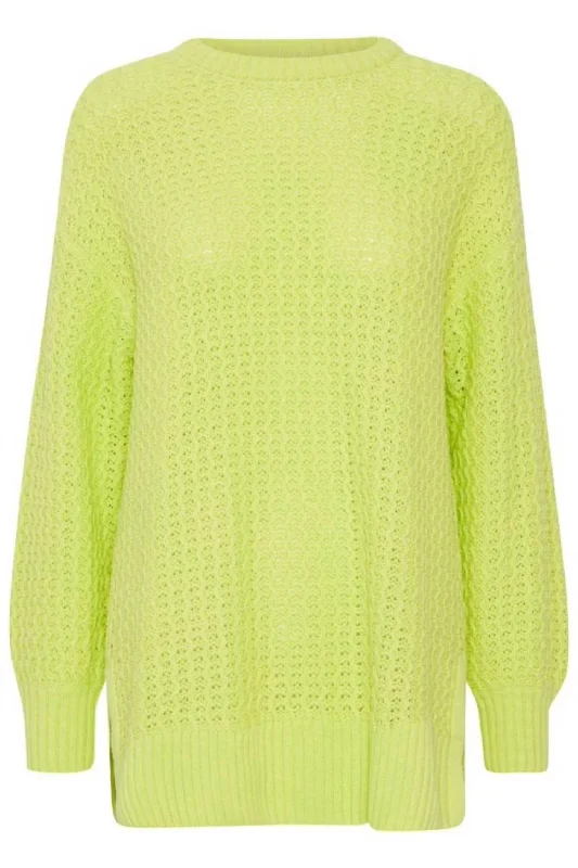 Women's Split Hem Sweater In Lime