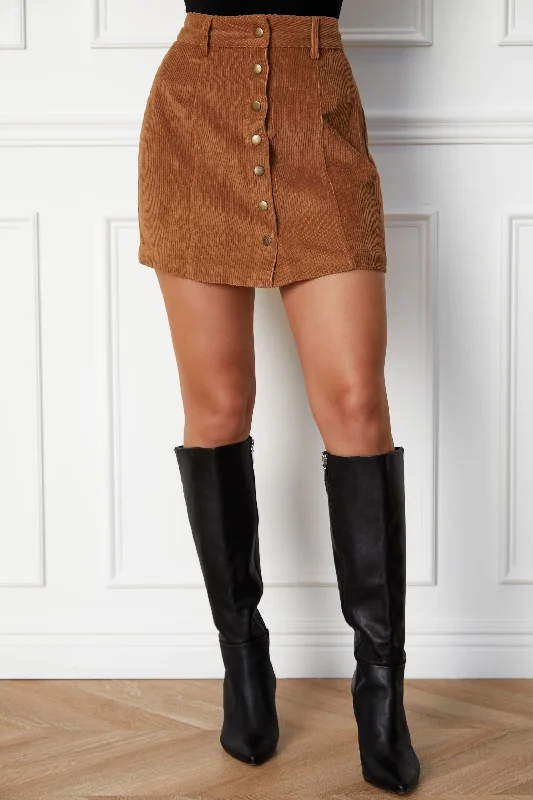 Dolly Tan Corduroy Skirt