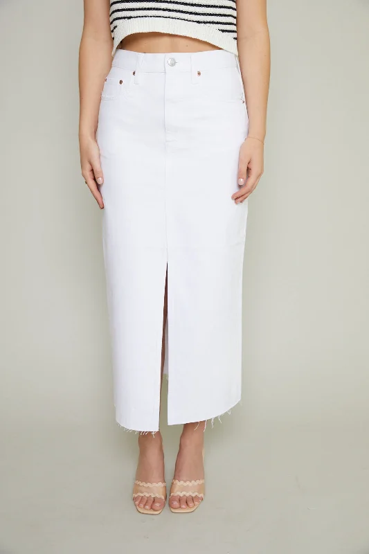 Faye Denim Mid Skirt - White