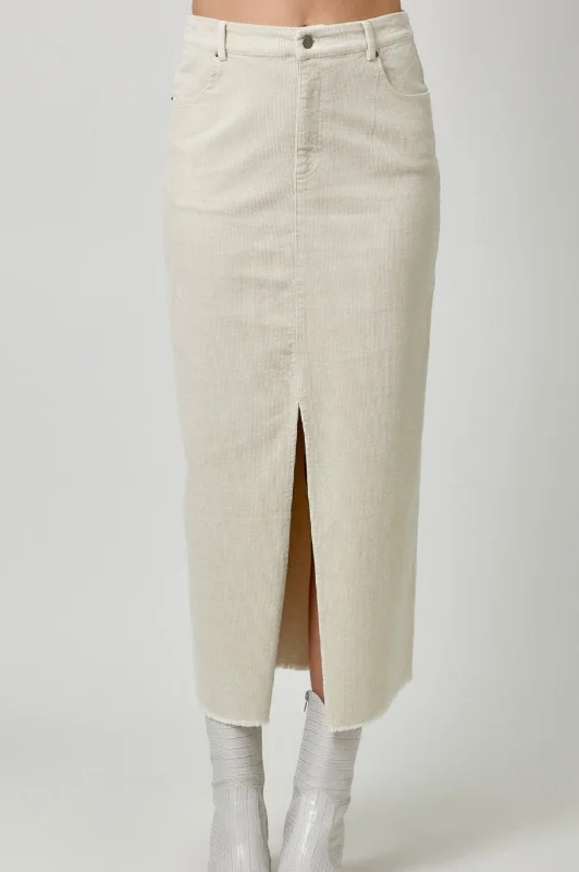 Front Slit Corduroy Skirt