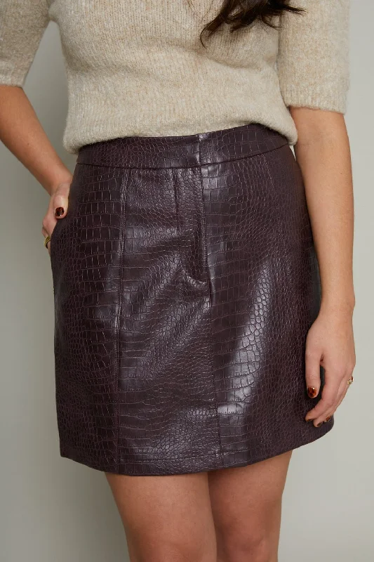 Nelson Faux Croc Leather Mini Skirt