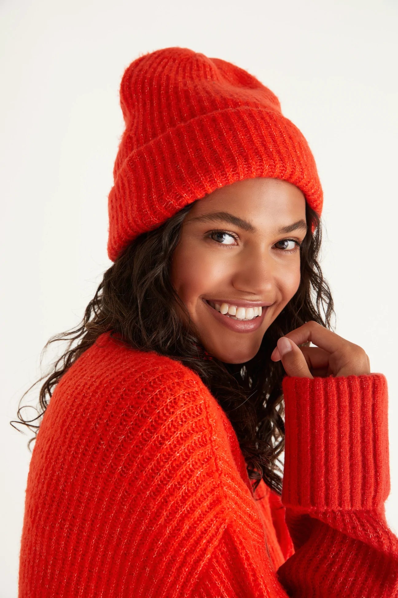 Lipstick Red Ribbed Beanie