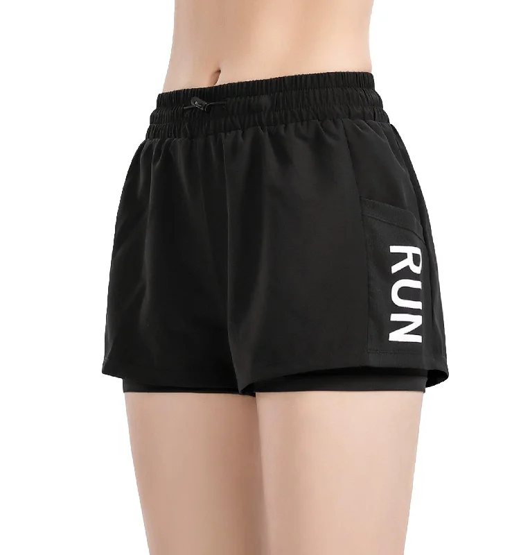 High Waisted Women's Shorts "Run" - Inner Layer Quick Dry Athletic Running Shorts with Pockets