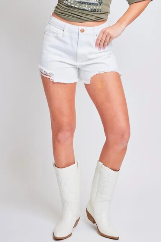 DREAMY DENIM SHORTS IN FADED BLACK IN WHITE DENIM