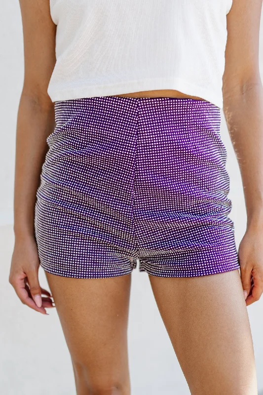 GLITZY GAMEDAY SHORTS IN PURPLE