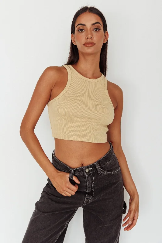 Bryn Racerback Crop Top Sand