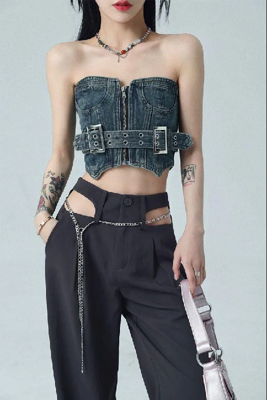 Cowgirl Crop Denim Tube Top