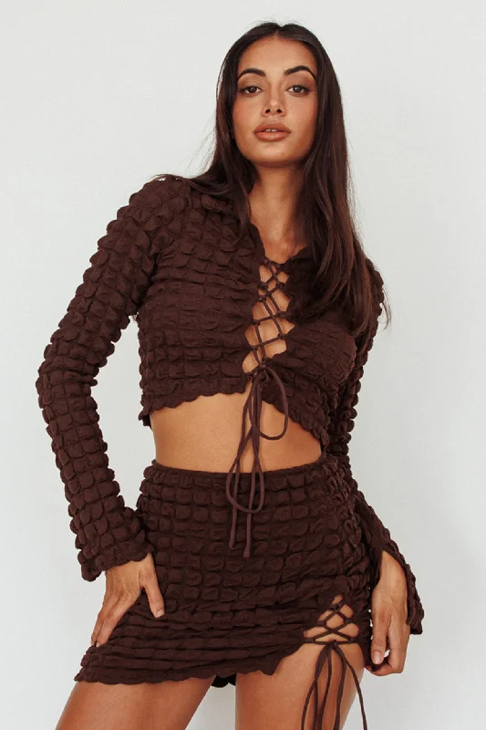 Josseline Long Sleeve Crop Top Chocolate