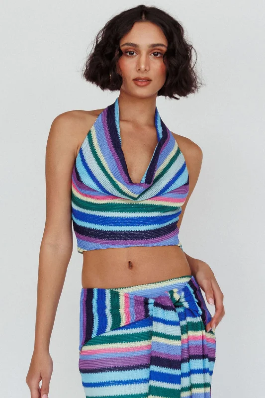 Sammi Halter Crop Top Purple Multi