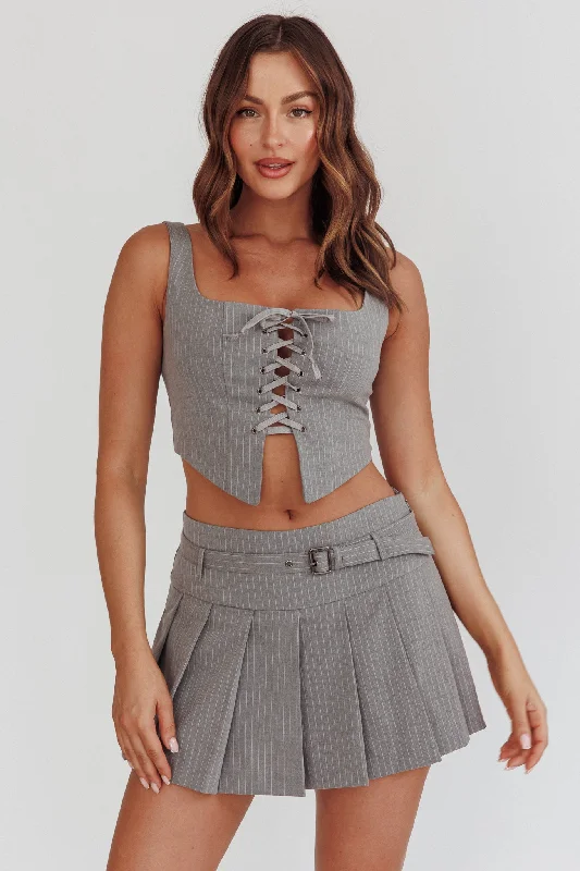 Swoon Lace-Up Corset Top Grey