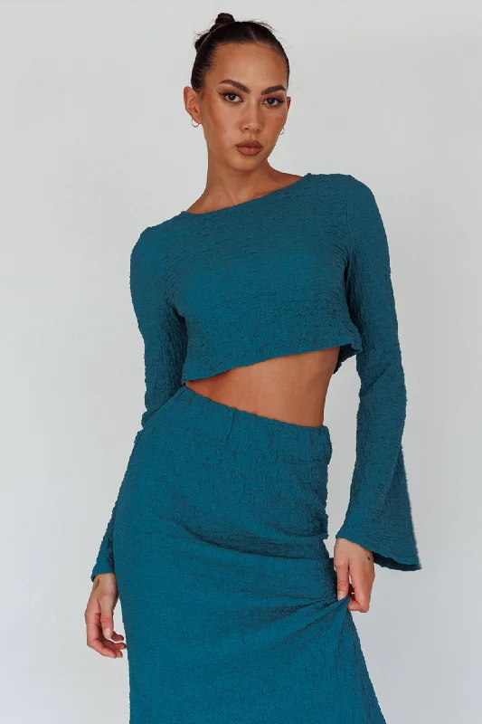 Treasures Flared Cuff Crop Top Teal