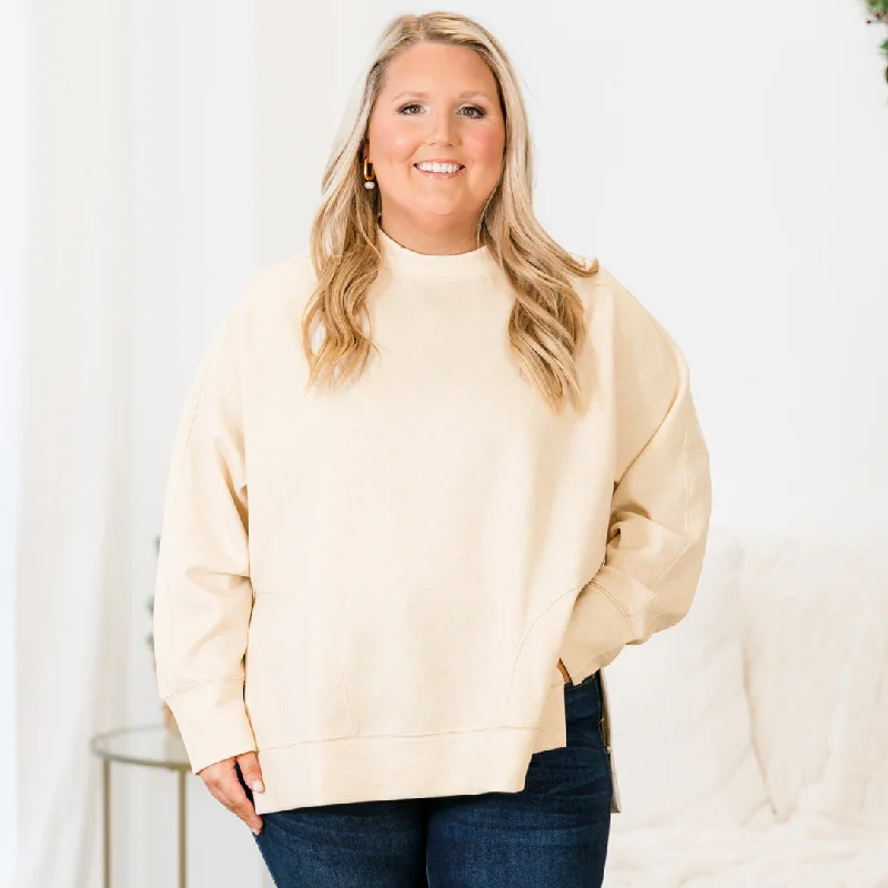 Feels So Sweet Pullover, Heather Beige