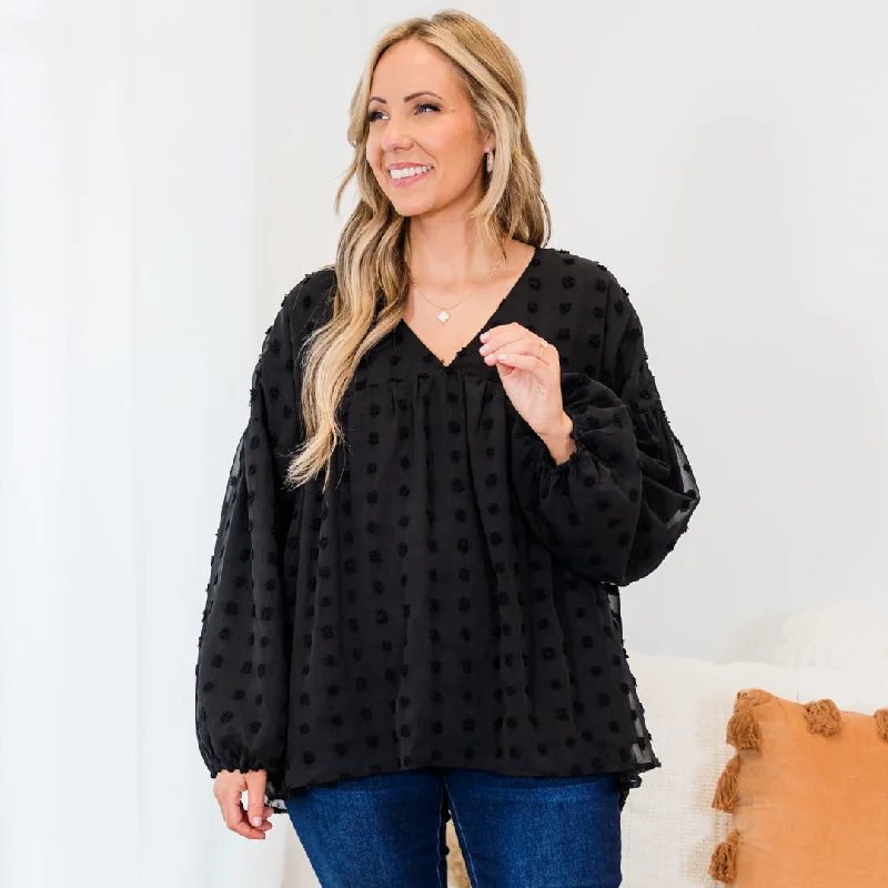 Rustic Charm Blouse, Black