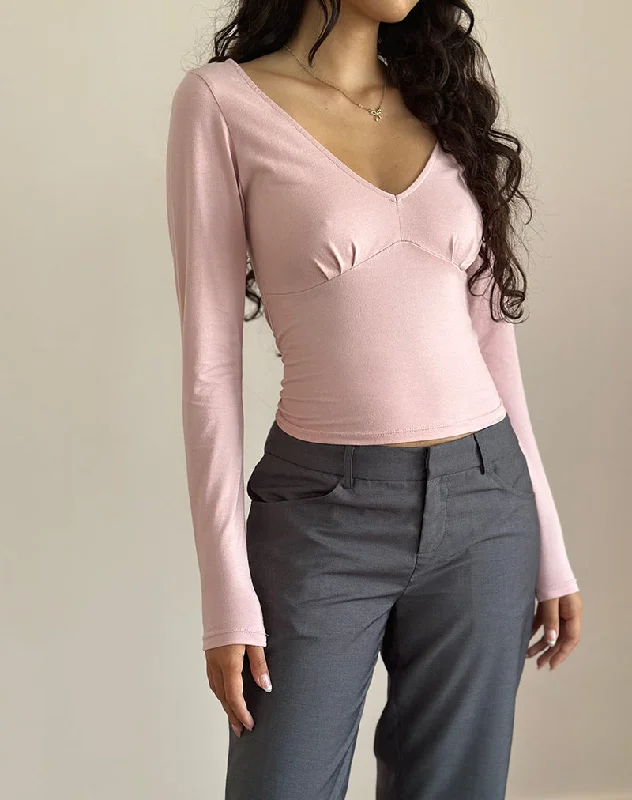 Sisil Long Sleeve Top In Pink Lady