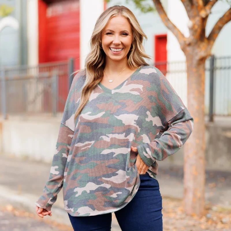 Trying To Blend In Top, Army Green