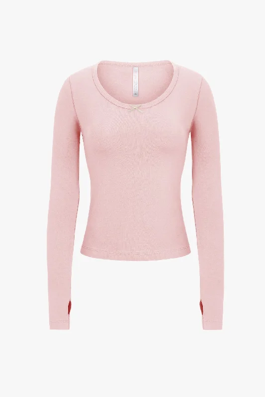 LONG SLEEVE LOUNGE TOP IN BABY PINK