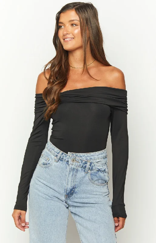 Phoenix Black Off Shoulder Bodysuit